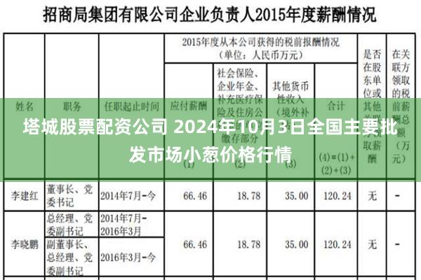 塔城股票配资公司 2024年10月3日全国主要批发市场小葱价格行情